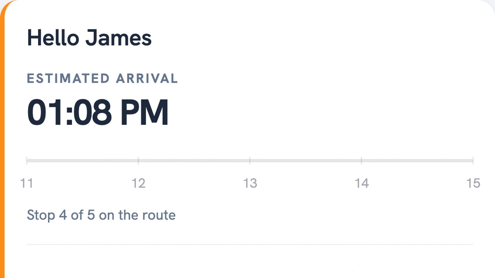 Current Routella tracking screen showing an estimated arrival and the recipient’s place in the delivery route